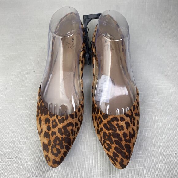Time And Tru Women's LEOPARD PRINT Pointed Toe FLATS! Memory Foam Shoes 8 - Picture 6 of 9